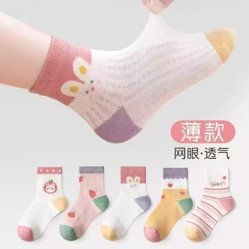Girls Socks Summer Thin Mesh Socks Breathable Spring Summer Girls Socks Baby Princess Kids Mid Calf Socks