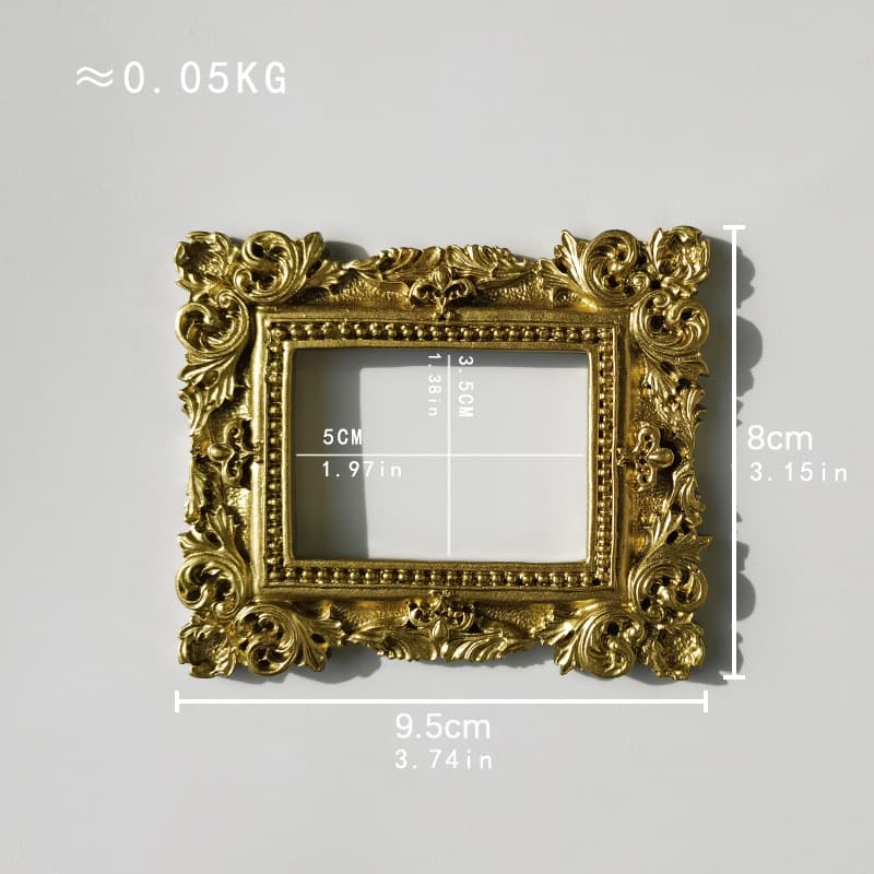 Gold Vintage Photo Frame Ins Nail Art Decoration European Style Trendy Ornament Photography Background Prop