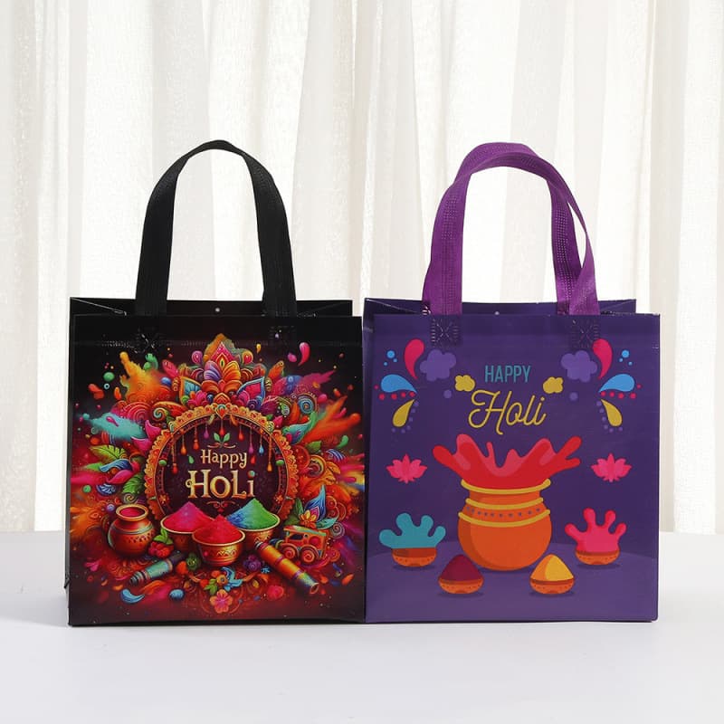 Cross-border Indian Holi Festival gift packaging bag laminated non-woven bag party party festival hand-held gift bag