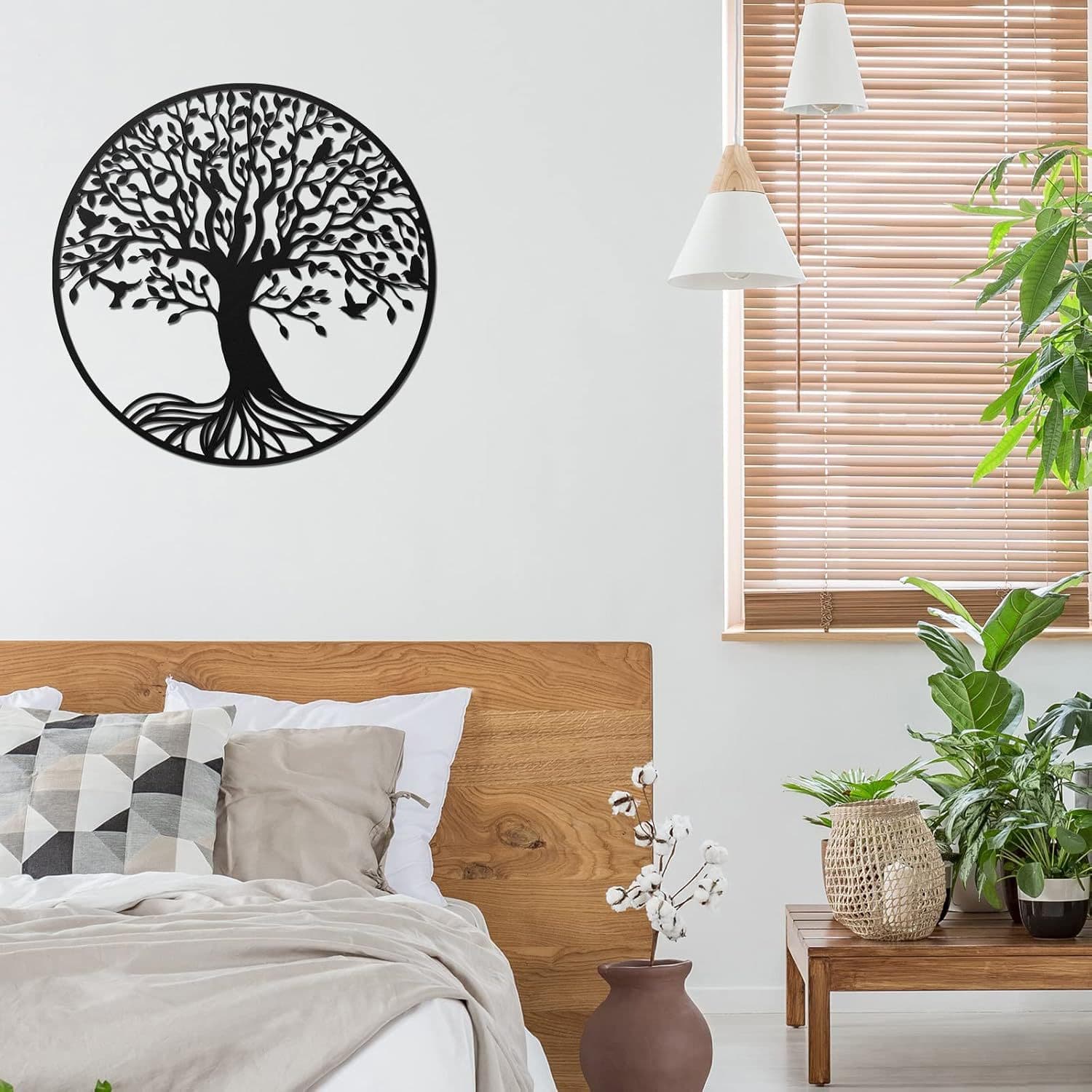 Tree of Life Metal Wall Art Wall Hanging Garden Sculpture Bedroom Living Room Decor Indoor Outdoor Craft