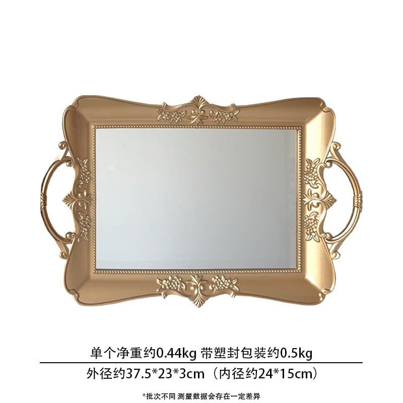 French Vintage Glass Mirror Tray Ins Style Living Room Decorative Ornament Aroma Jewelry Display Mirror Storage Tray