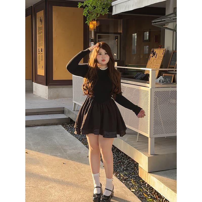【Xiao Heben】Autumn/Winter Semi-Turtleneck Dress for Plus Size Women, Elegant and Stylish Inner Layer for Coats