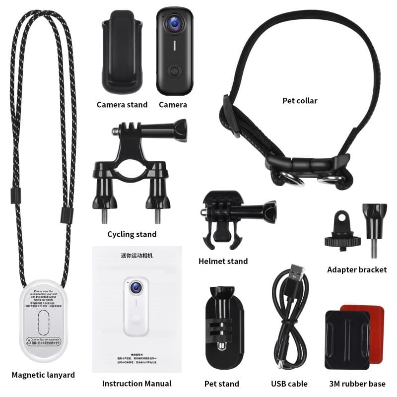 2K Magnetic Necklace Thumb Camera for Pets, Portable Pocket Camera
