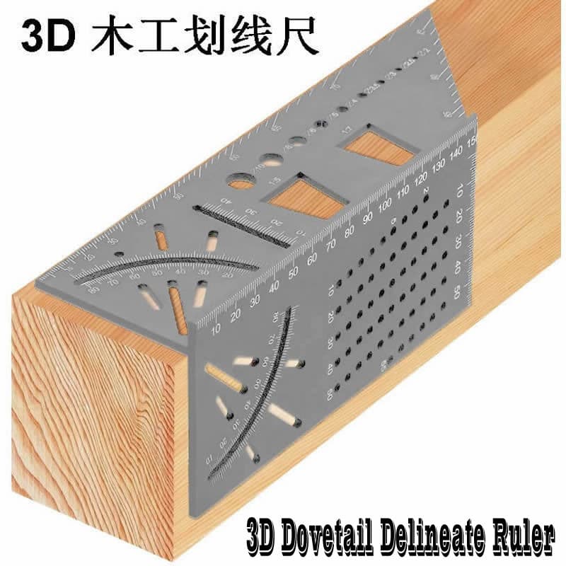 Woodworking Square Multi-function Marking 45/90 Degree Fence 3D Positioning Gauge Dovetail 3D Scribe Tool