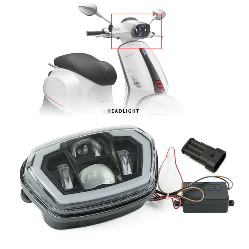 Suitable for Motorcycle Vespa Sprint 150 Modified Headlight, Mobile App Colorful Bluetooth Remote Control LED Headlight