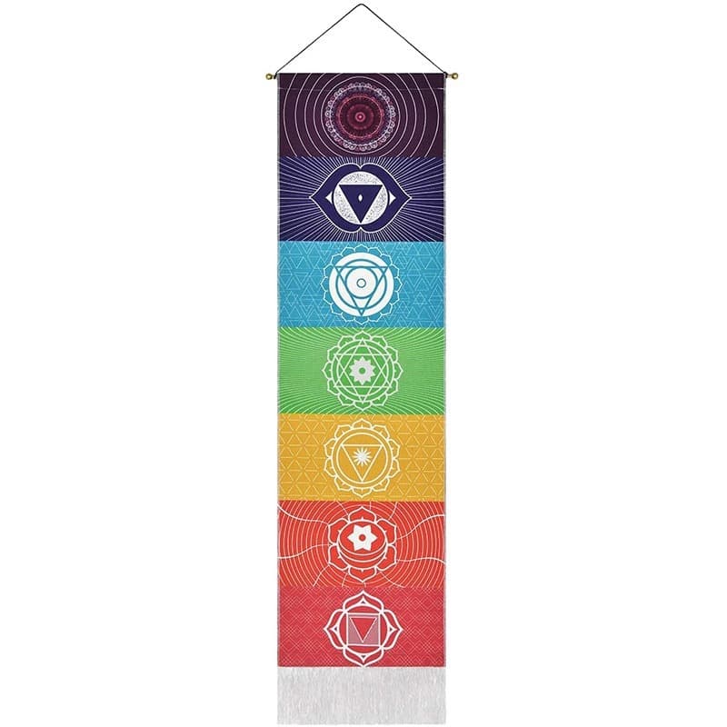 Rainbow Seven Chakra Chart Hanging Cloth Mandala Background Cloth Living Room Bedroom Decorative Painting Hallway Meditation Yoga Tapestry