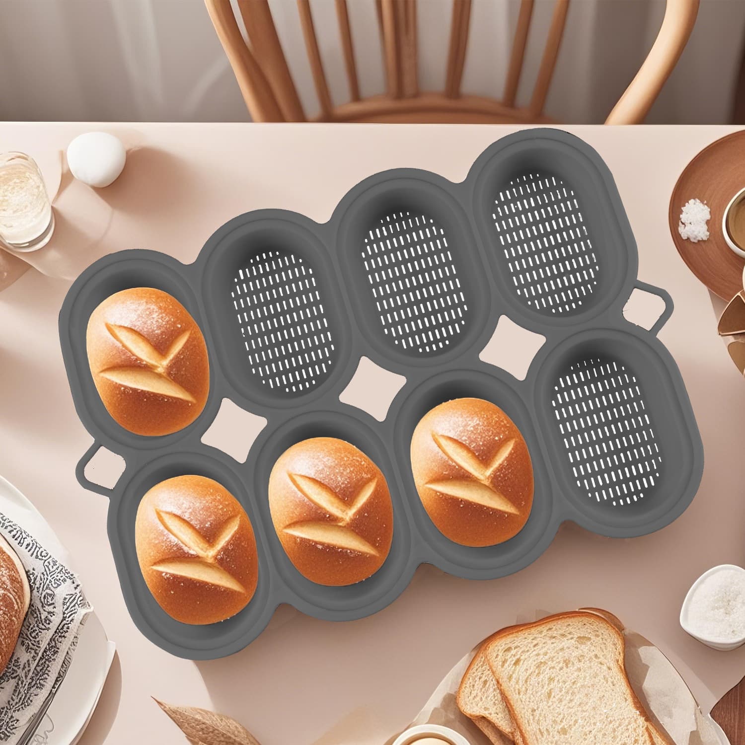 New silicone 8-grid oval baguette mold French bread baking pan DIY small bread baking pan mold non-stick