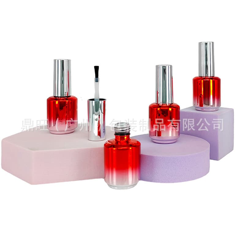 Wholesale 15ml Electroplated Gradient Empty Nail Gel Bottles, Empty Glass Nail Polish Bottles, Manicure Refill Bottles