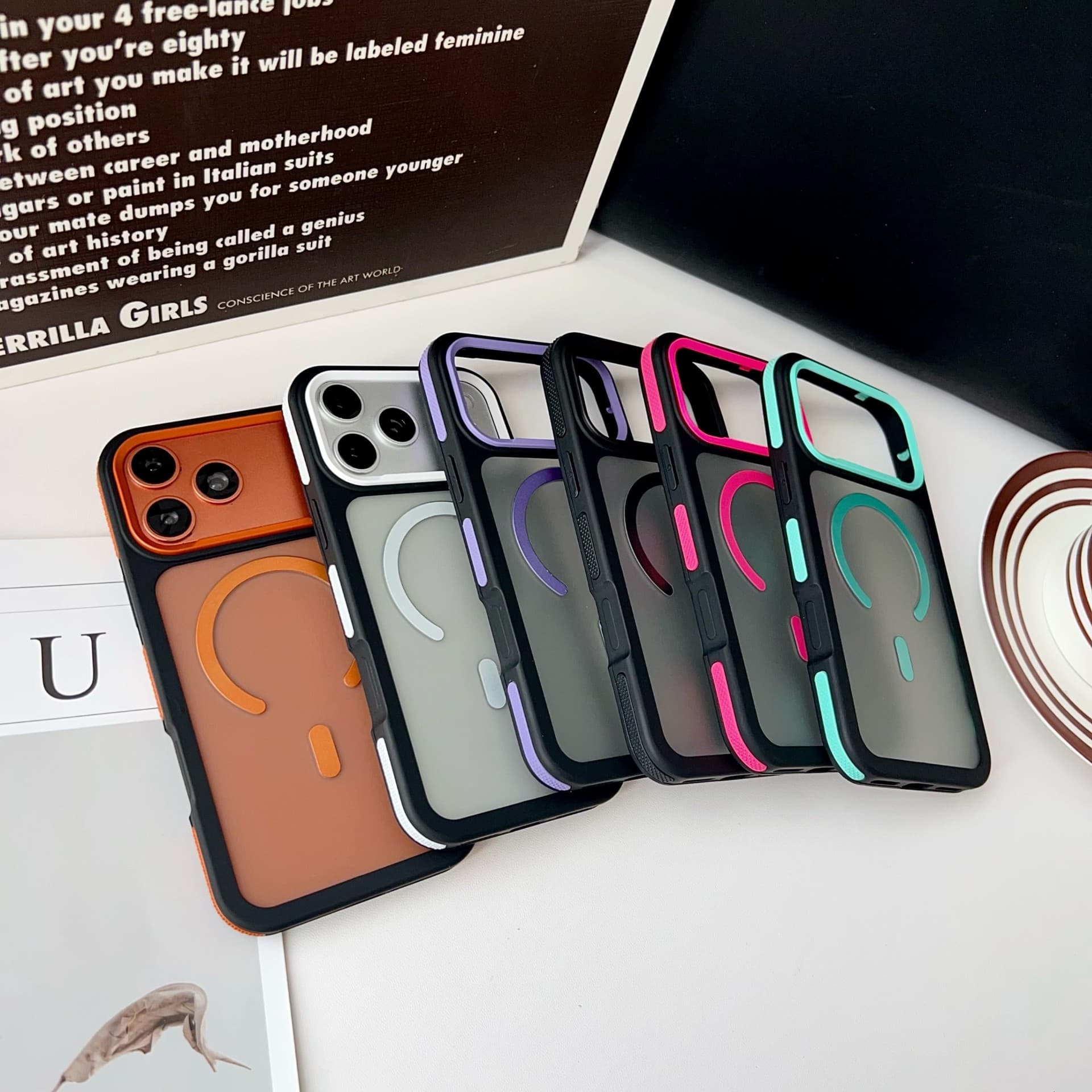 Suitable for Apple 17Promax Mobile Phone Case with Contrasting Colors, Iphone17 Skin-Feel 17Air Magnetic All-Inclusive Case 13/14/16