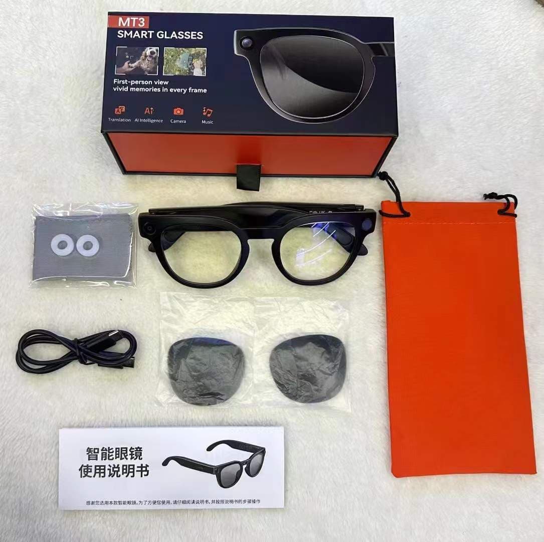 Cross-border new MT3 smart glasses AI recognition translation 8 million pixel camera glasses AI translation noise reduction glasses