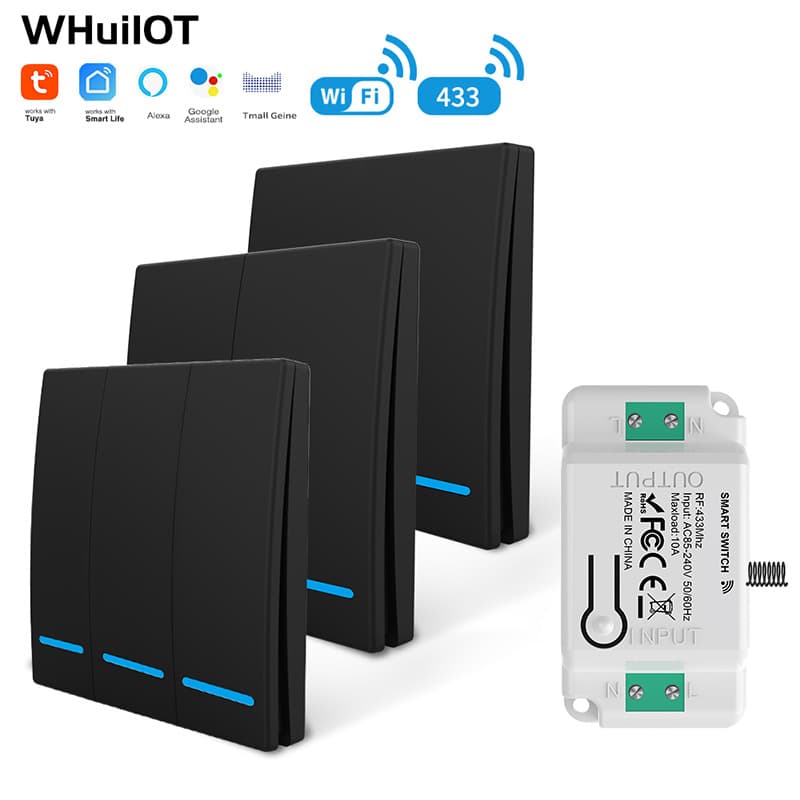 Smart Switch Wireless Remote Control WiFi RF433 Module Graffiti Alexa Compatible Remote Switch with Random Adhesive Tape