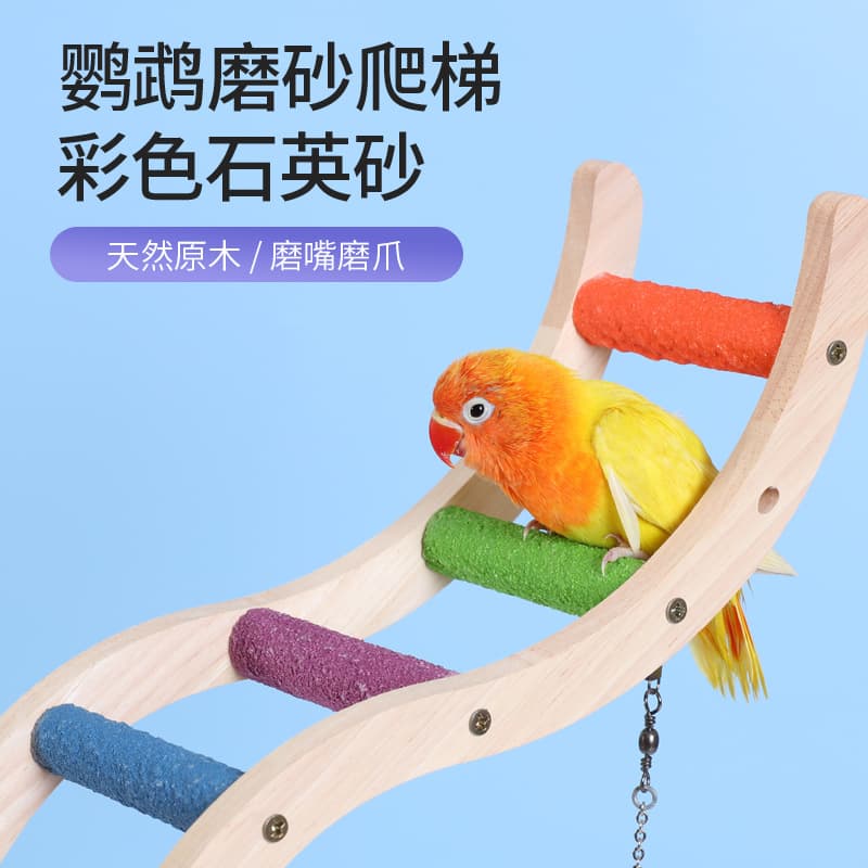Budgie Parrot Toy Bird Interactive Climbing Ladder Rope Swing Accessories Cloud Ladder Wooden Ladder Nail and Beak Grinder