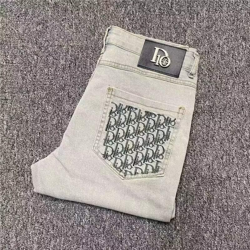 Fashionable Internet Celebrity Style Letter Embroidery Jeans for Men, European and American Light Luxury Versatile Jeans