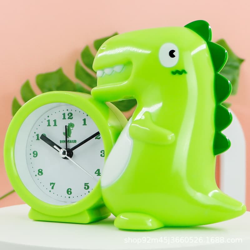Creative Dinosaur Cartoon Alarm Clock Multi-Function Sweet Student Bedroom Desk Use Simple Design LCD Display Battery Powered