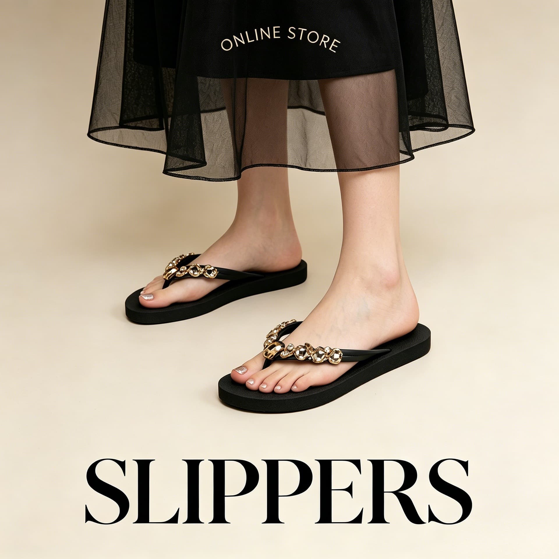 New Trendy Rhinestone Toe-Post Sandals for Women, Summer Outdoor Versatile Flat Beach Slippers