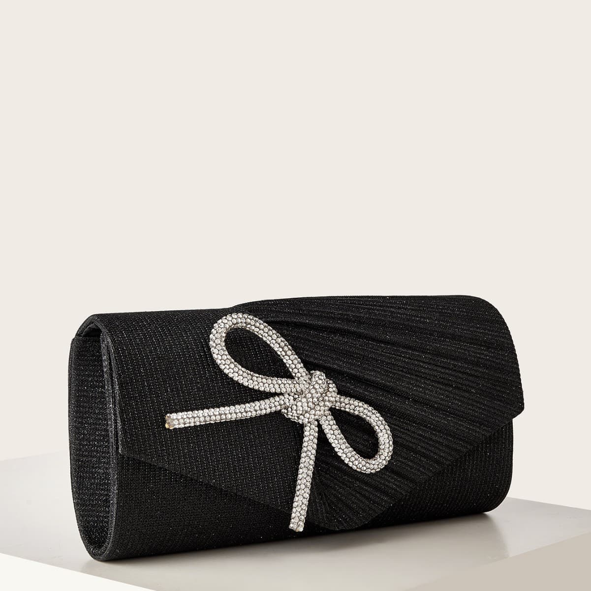 Cross-border Rhinestone Bow New Evening Bag Red Valentine's Day Women's Bag Mini Pleated Clutch Evening Bag