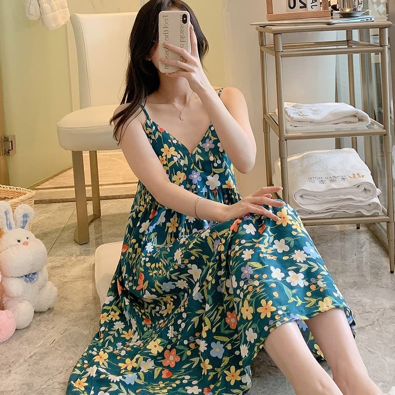 Women's Cotton Nightgown Spring Summer New Style Pajamas Homewear Japanese Sweet Student Pure Cotton Dress