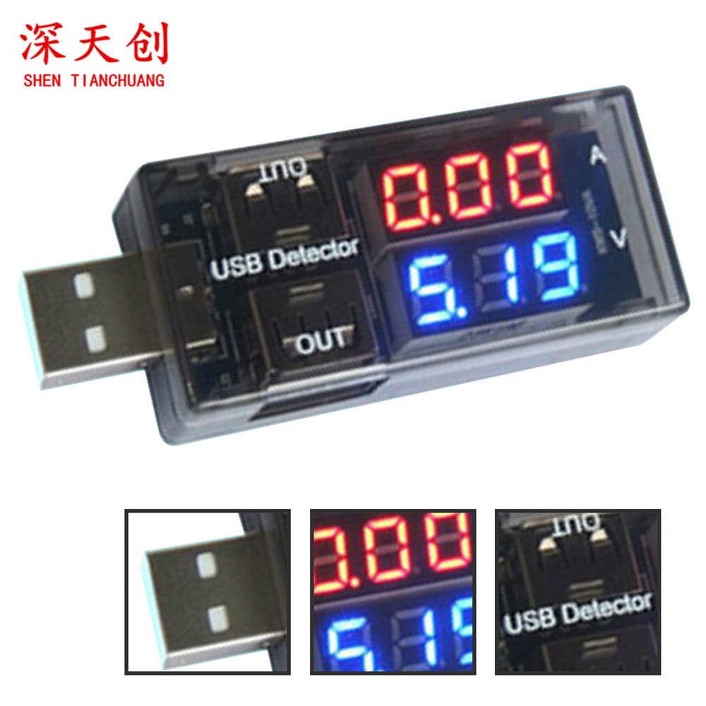 Dual USB Current Voltage Tester, Splitter Adapter, Power Performance Testing