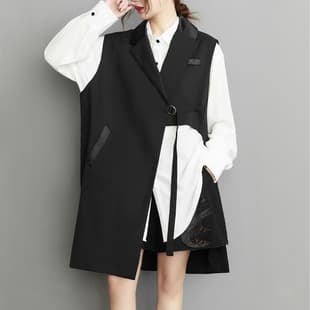 2026 Fall New Arrival Mid-Length Black Retro Loose Plus Size Women's Vest