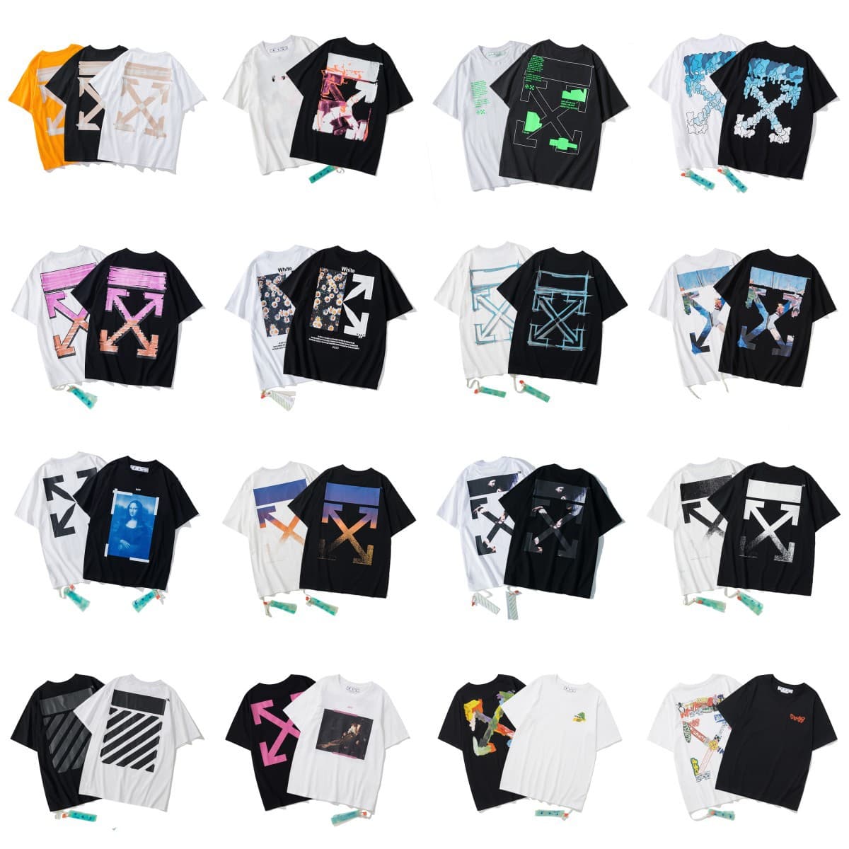 Factory wholesale summer trendy brand OFF OW arrow print series short sleeve men's and women's couple high street style T-shirt
