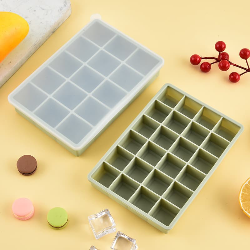 Cross-border Silicone Ice Cube Tray Quick Ice Mold 15 Grid Commercial 24 Grid Silicone Lid Easy Release Popular Ice Maker