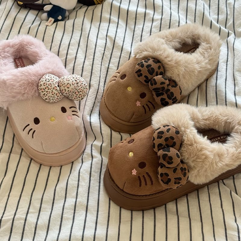 Kitty Plush Slippers Autumn/Winter New Style Cute Cartoon Indoor Home Wearable Outdoor Authentic Sanrio Warm Cotton Slippers