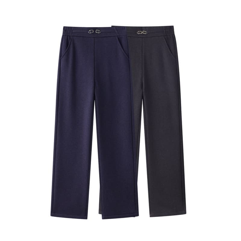 High-quality fleece-lined thickened casual jeans, middle-aged high-waist warm long pants, mom elastic waist straight-leg trousers.