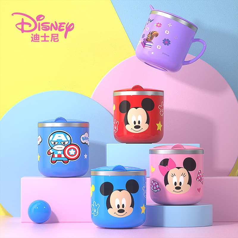 Disney 316 Stainless Steel Kids Water Cup Baby Scale Milk Cup Kindergarten Mouth Cup Home Use Mug Blue Color Large Diameter