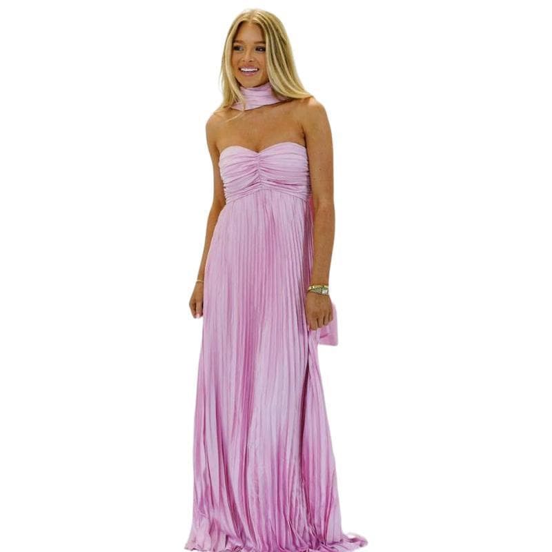 New Drop Shipping Cross-Border Trade Formal Dresses Elegant Women's Strapless Pleated Long Dress