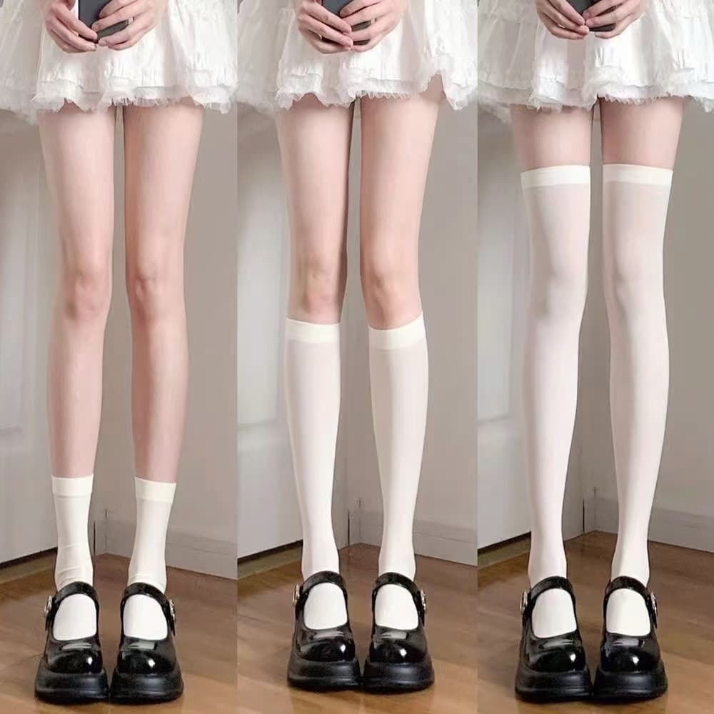 Velvet Mid-Calf Over-Knee Socks JK Style Thin Short College Internet Famous Anti-Slip Sweat Absorbent Odor Control Polyester Fiber