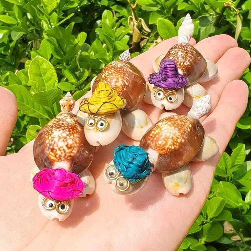 Straw Hat Turtle Little Scholar Natural Seashell Conch Decor, Aquarium Base Handicrafts, Micro Landscape Design