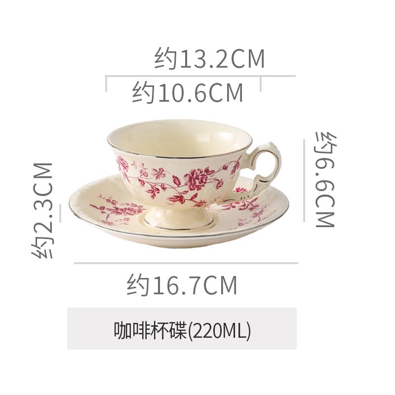 European Style Personalized Palace Style Ceramic Coffee Cup and Saucer Floral Afternoon Tea Water Cup Teapot Milk Jug Sugar Bowl Personalized Set