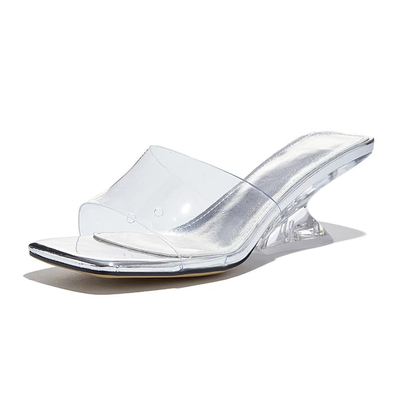2026 New Summer Crystal Heel Mule Sandals with One-Strap, Fashionable Beach Slippers, Casual and Versatile Secret Cool Slippers