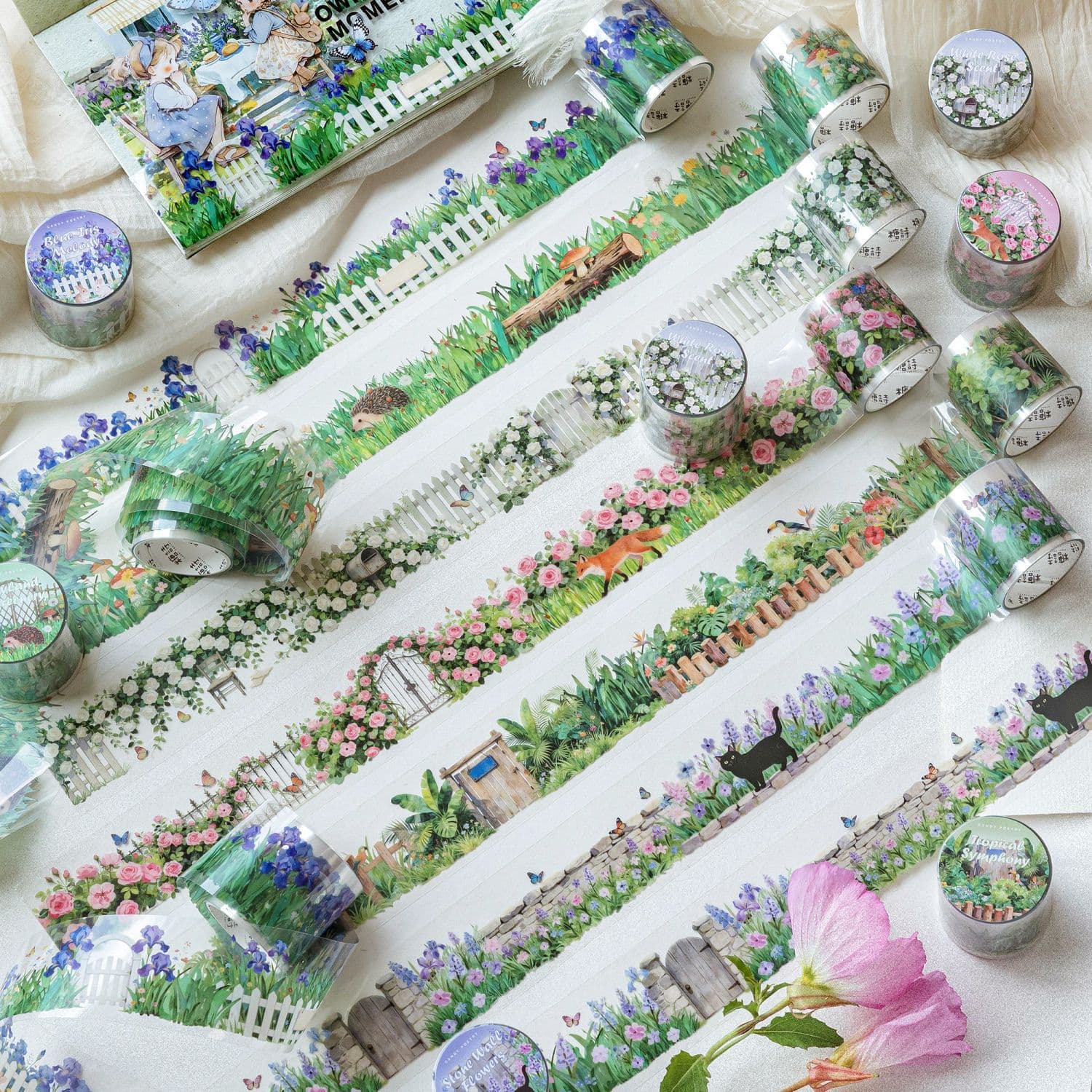 Tangshi PET Tape - Walking Towards the Sea of Flowers - Watercolor Plant and Floral Theme for DIY Journal Scene Decoration Stickers