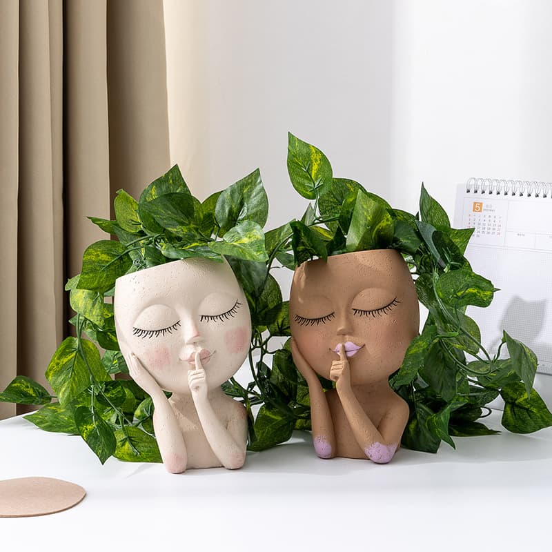Resin Face Flower Pot Garden Decoration Home Decor Ornament Cross-border Popular Gardening Courtyard Flower Pot