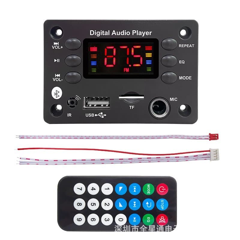 MP3 Decoder Board Bluetooth Module Player with Card Slot, Microphone Jack, Radio Module, Car Audio Mainboard