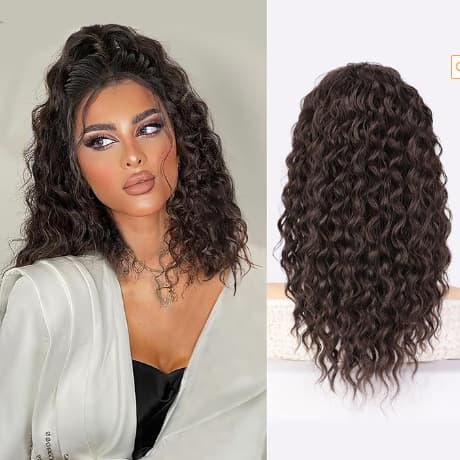AliExpress TEMU Women's Curly Synthetic High Ponytail Wig with Realistic Wavy Curls Long Curly Hair