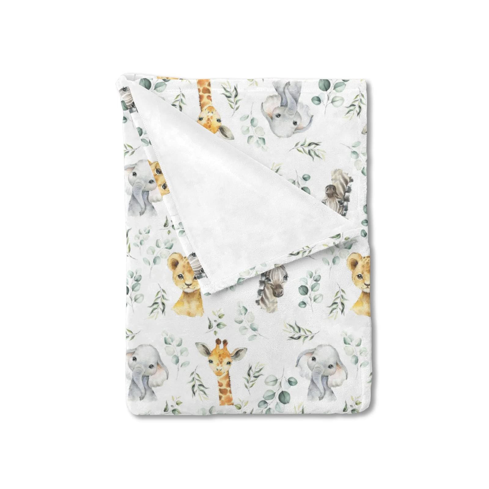 Jungle African Animal Eucalyptus Leaf Baby Blanket Elephant Giraffe Lion Flannel Throw for Sofa Bed