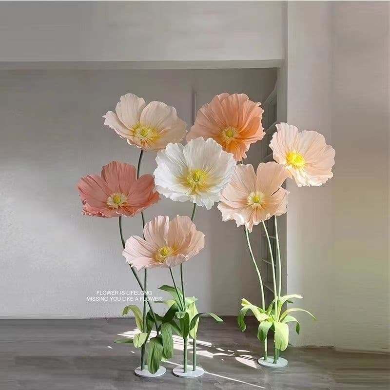 Giant Paper Poppy Flower Wedding Decoration Outdoor Wedding Artificial Flower Arrangement Handmade Floor Simulation Flower