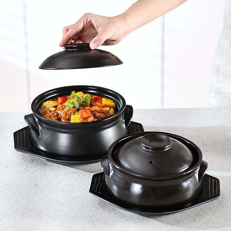 Korean-style Ceramic Casserole Pot for Stews, Rice Noodles, and Soups - Household Stone Pot, Shallow Pot, Open Fire Soup Pot, High Temperature Resistant