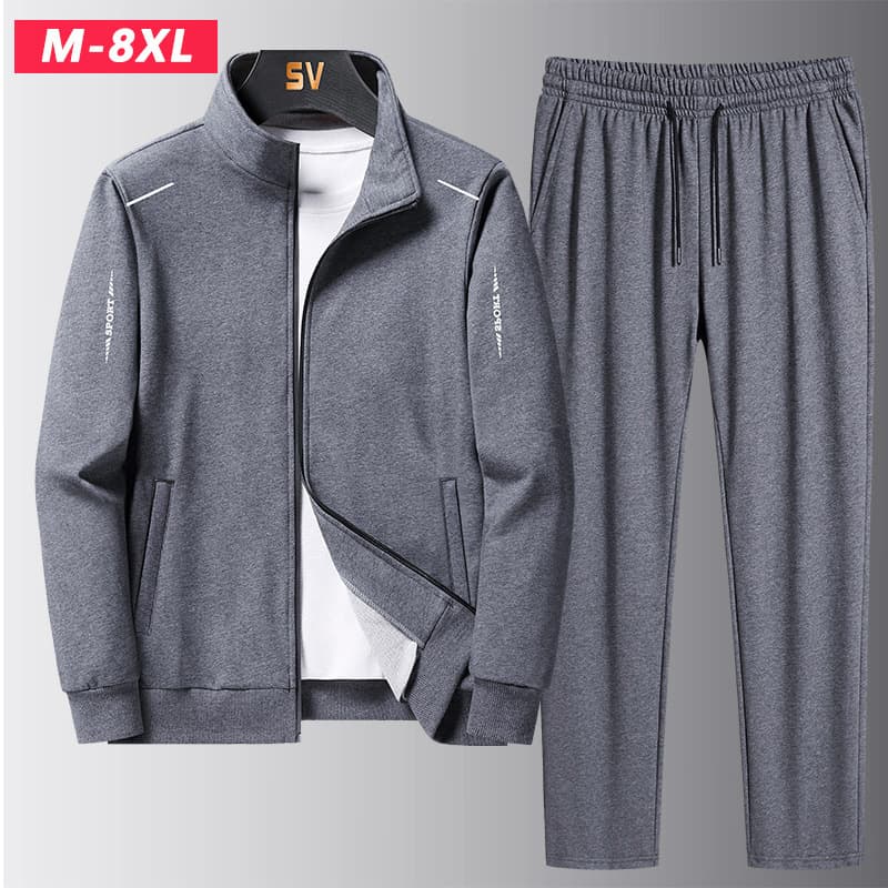 Cross-border plus size Sports suit Men's Spring and Autumn Middle-aged Leisure Sportswear suit Men's Running Two-piece Set