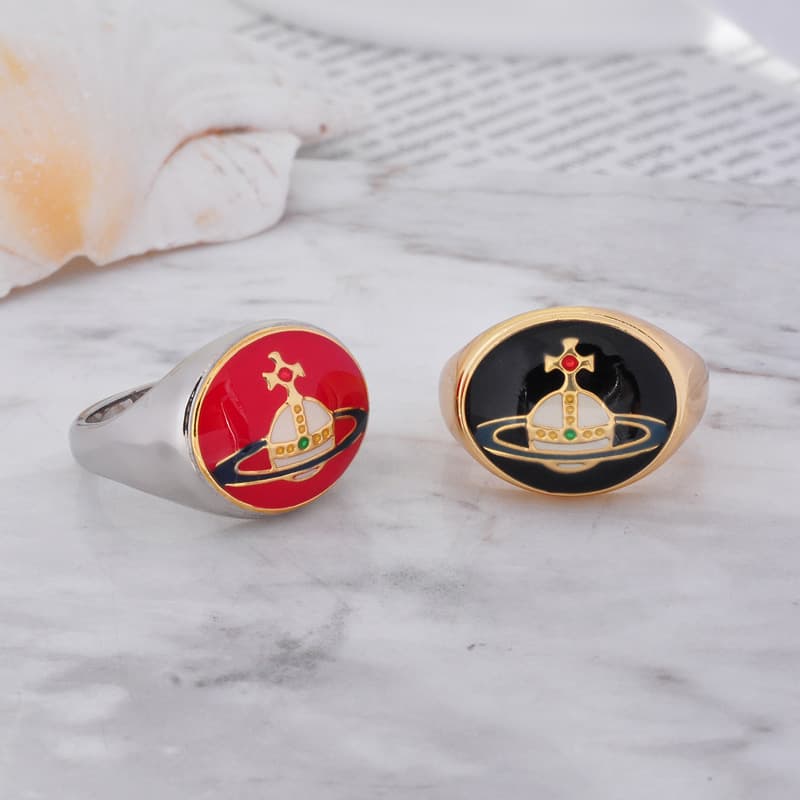 Empress Dowager Cixi's Saturn Series Enamel Buckle: European and American Fashionable Luxury Saturn Ring with Courtly Retro Style and Lacquer Finish