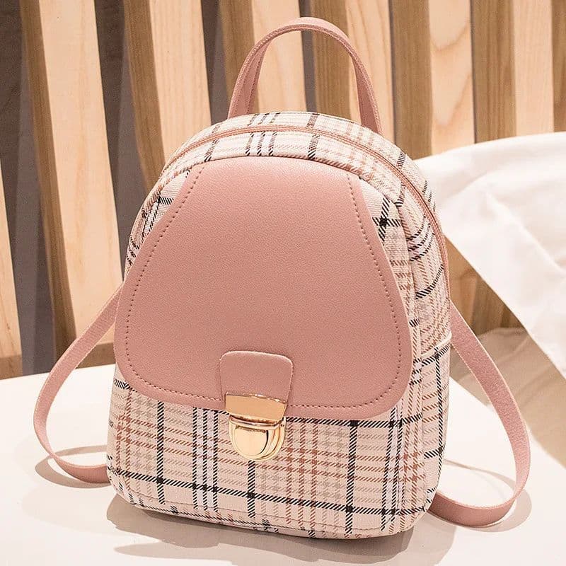 New Mini Backpack Crossbody Bag For Teenage Girl Plaid Women