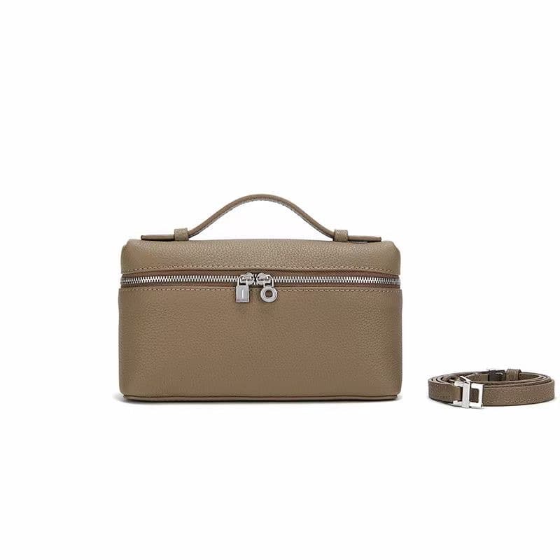 LP Handheld Lunch Box Top Layer Cowhide Premium Box Shoulder Makeup Bag Genuine Leather Crossbody Bag Women's Live Streaming Hot Style