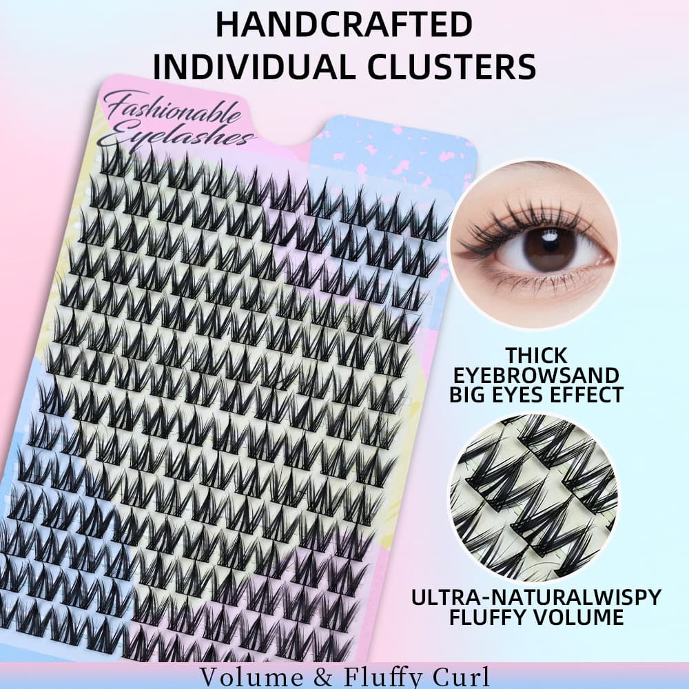 Large Volume Dog-Style False Eyelashes for Lazy People, Realistic Segmented Thick Eyelashes, Natural Manga Sunflower Eyelashes