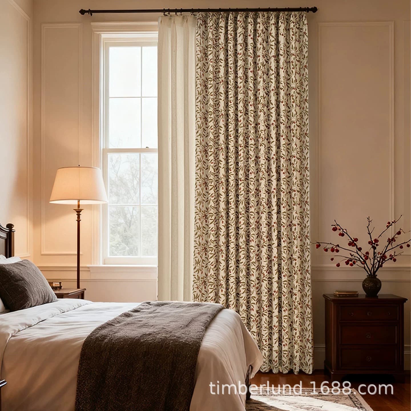 Hawthorn Love American Country Style Curtains for Living Room and Bedroom, Finished Products for the Whole House, Direct Sales from Shaoxing Keqiao Curtain Factory