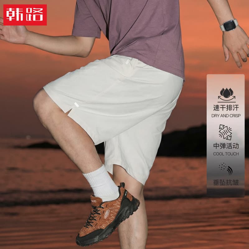 Outdoor Light Sports Shorts, New Summer Style, Cool and Breathable Five-Point Pants, American Retro Straight-Leg Loose Mid-Length Pants Q
