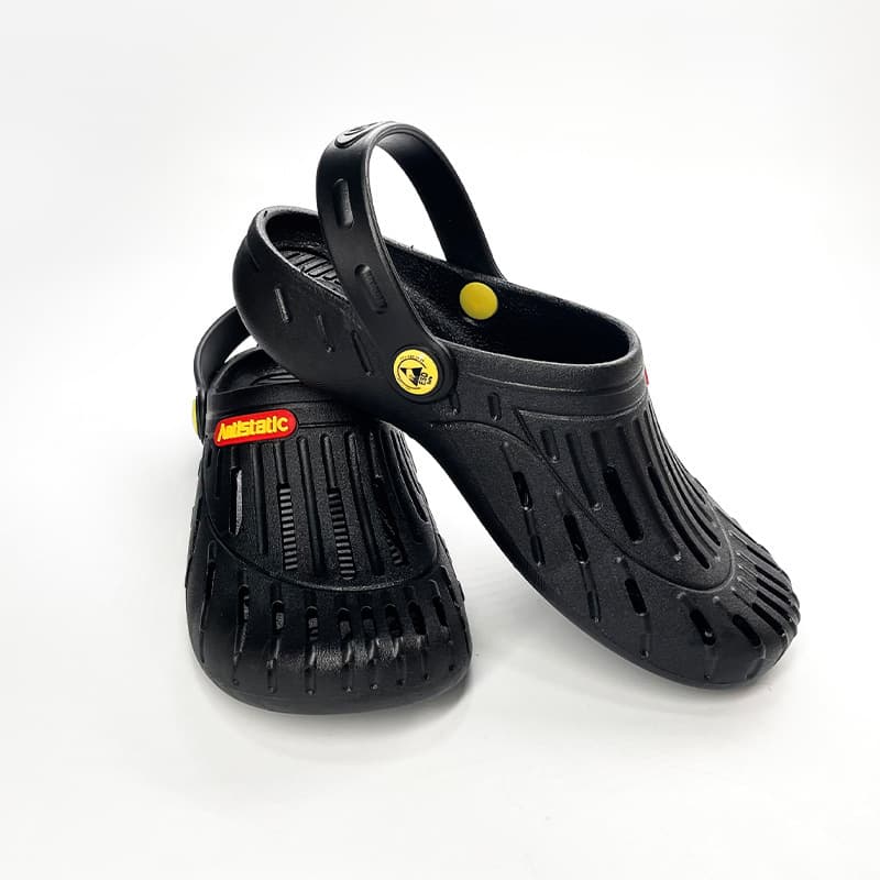 Anti-Static ESD Slippers for Cleanroom Electronics Factory, Cross SPU Soft Sole, Blue-Black, Slip-Resistant, High Quality