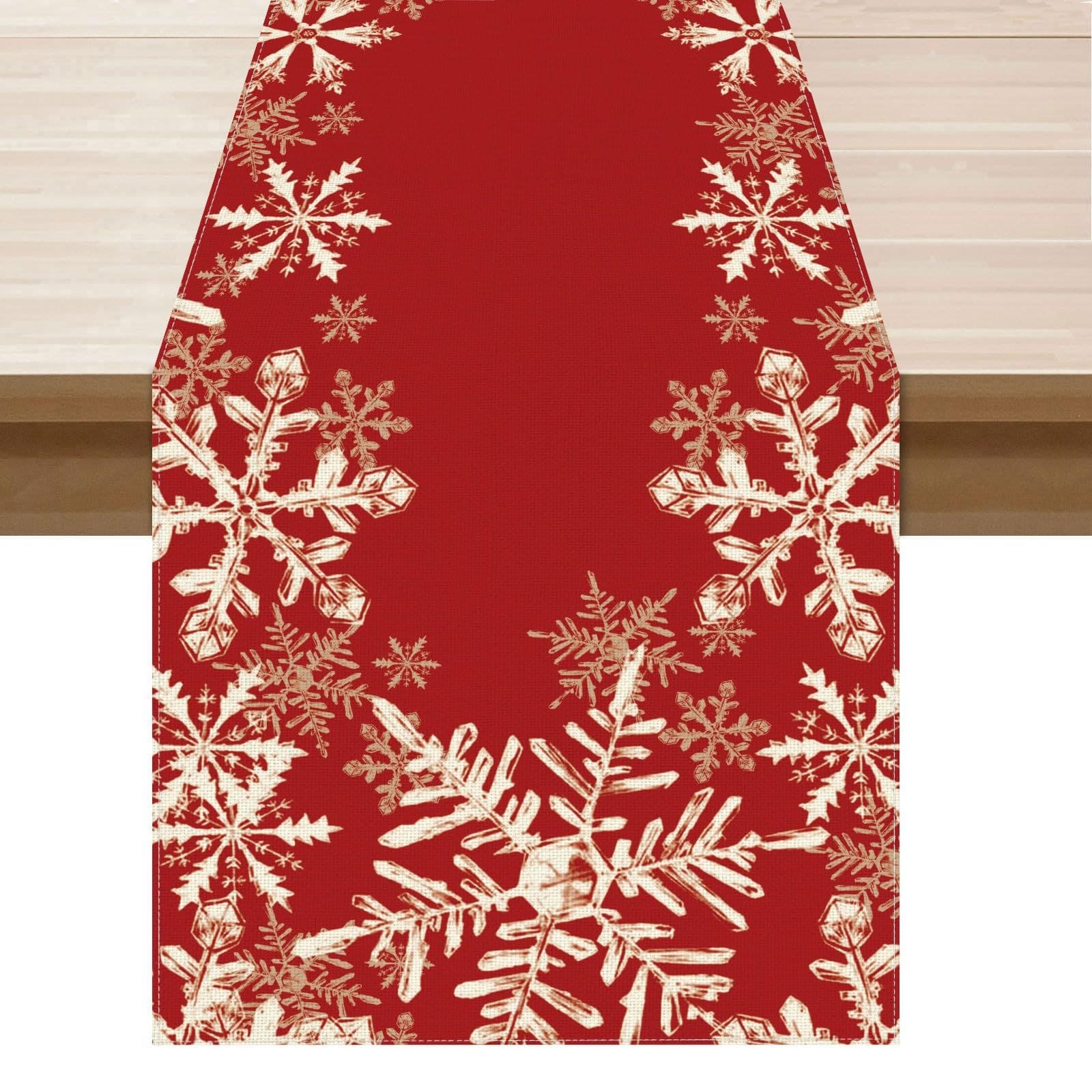 Cross-border Table Runner Simple Red Snowflake Christmas Winter Kitchen Restaurant Party Coffee Table Decoration Factory Wholesale