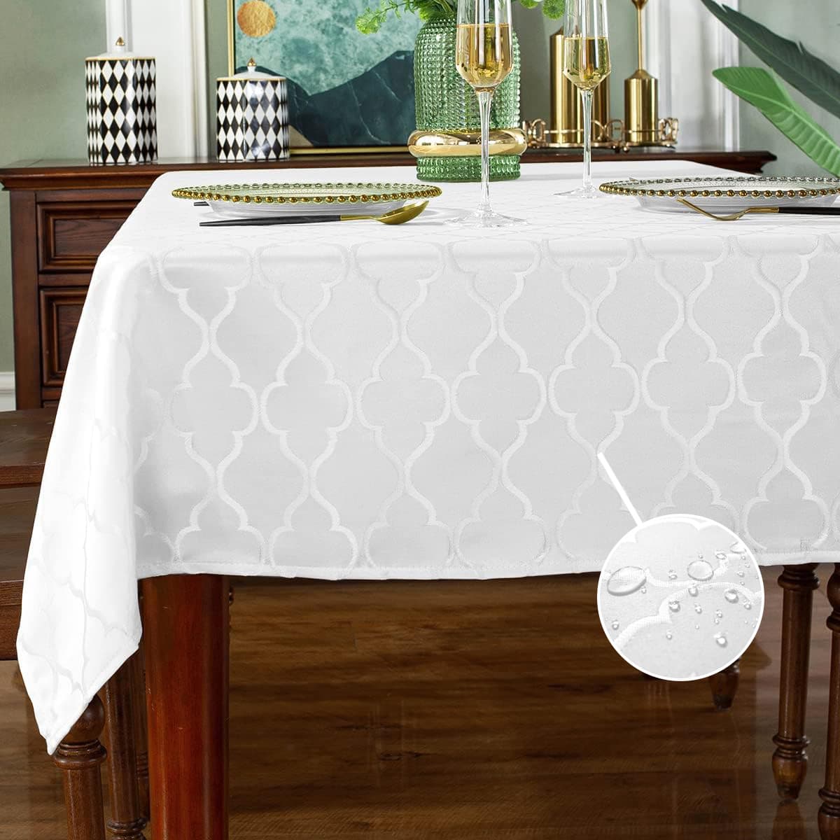 Polyester jacquard tablecloth Moroccan rolled edge high-end satin anti-wrinkle interior decoration square rectangular round tablecloth